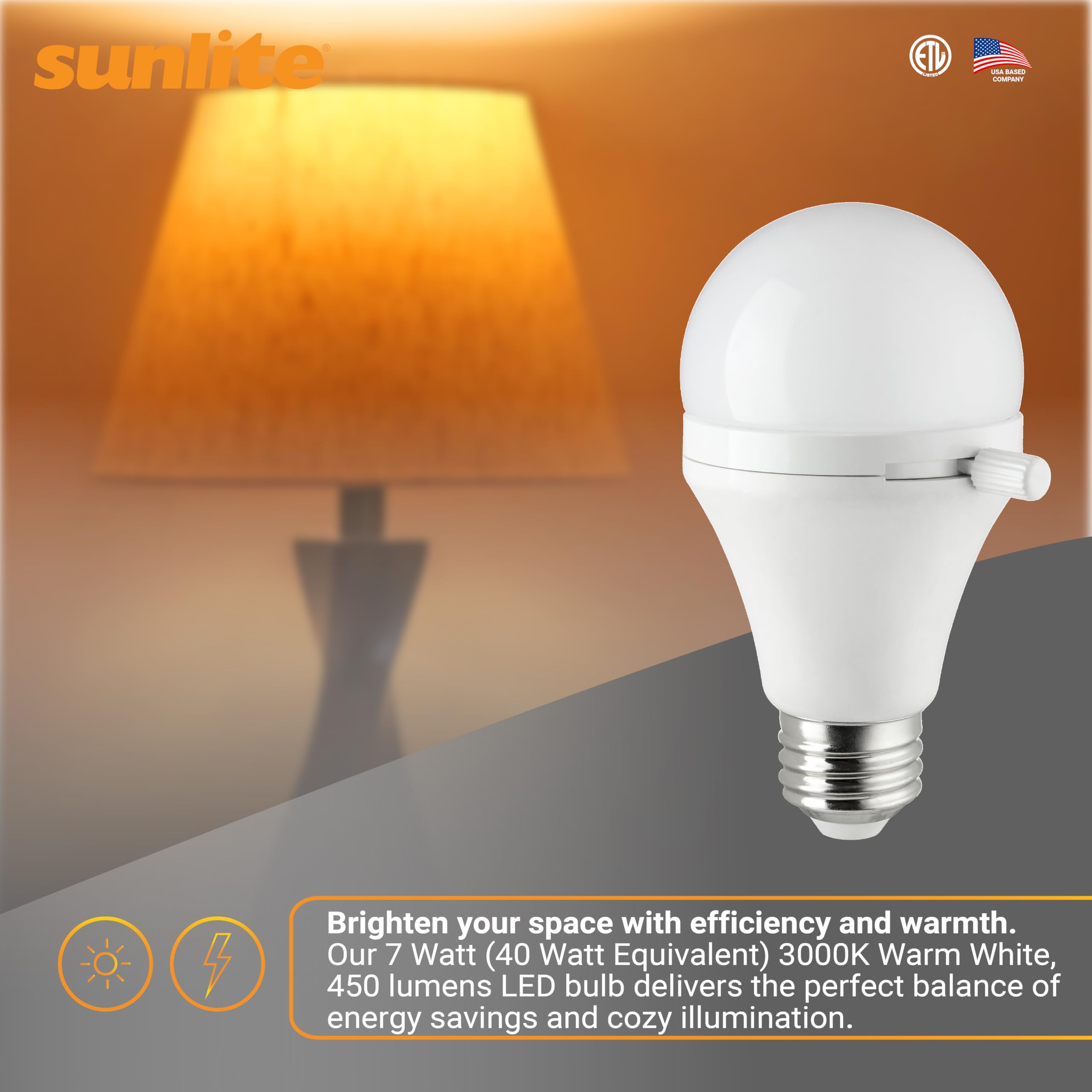 Shabbat Permissible LED Bulb 7W 40W Equivalent Warm White 3000K