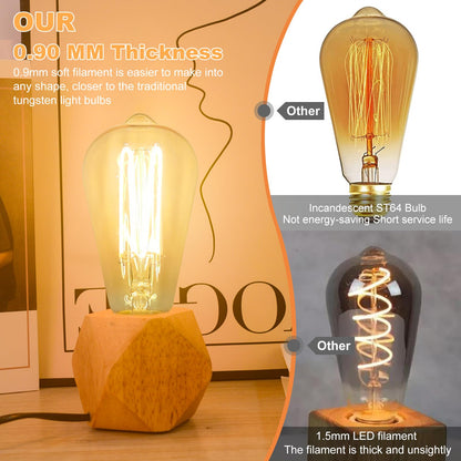 E26 LED Edison Bulb 4W 40W Equivalent Warm White 2200K Dimmable 4 Pack