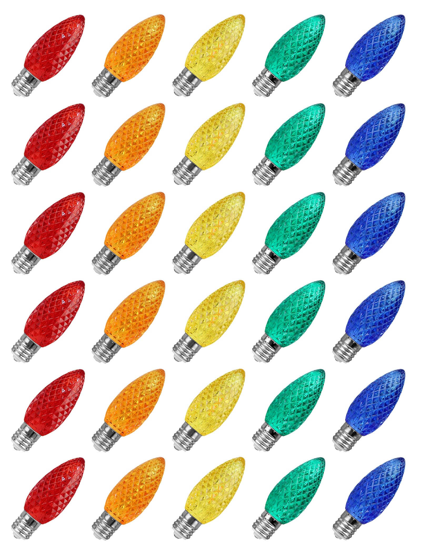 C9 LED Christmas Replacement Bulbs 30 Pack Warm White Shatterproof E17 Base