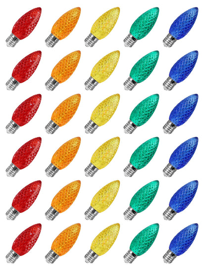 C9 LED Christmas Replacement Bulbs 30 Pack Warm White Shatterproof E17 Base