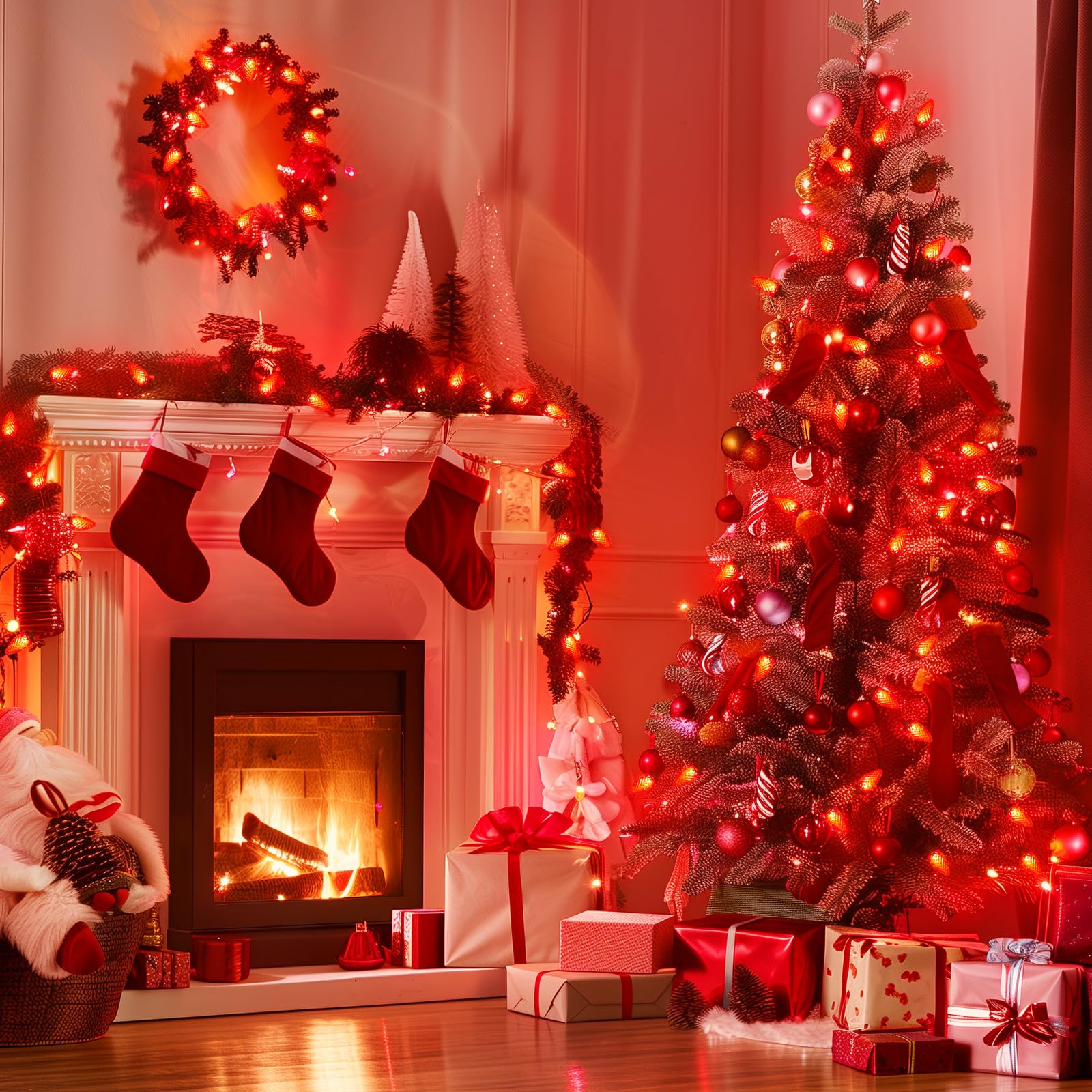 C9 LED Christmas Replacement Bulbs 50 Pack Cool White Shatterproof E17 Base