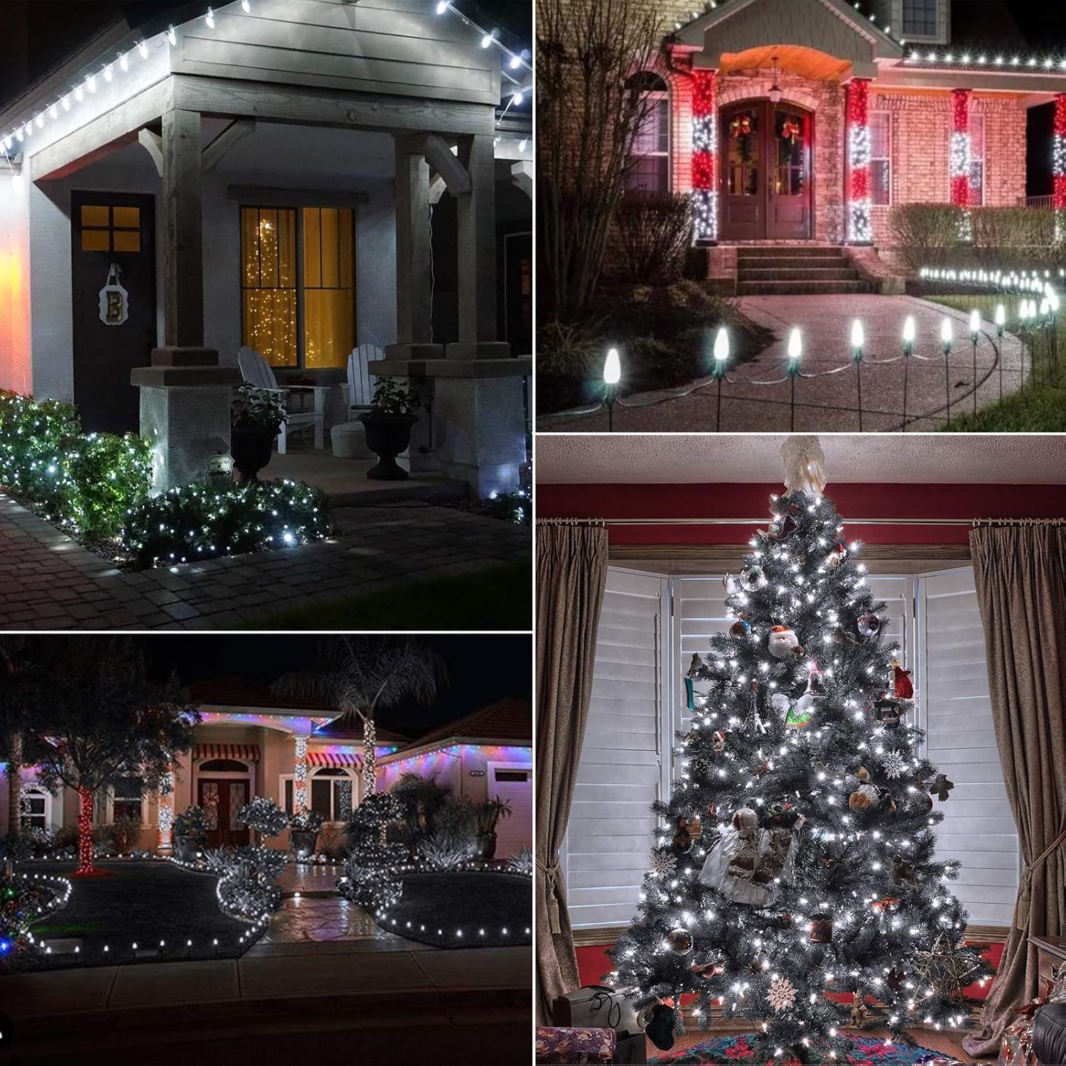 C9 LED Christmas Replacement Bulbs 50 Pack Cool White Shatterproof E17 Base