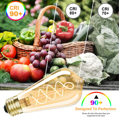 E26 LED Edison Bulb 4W 40W Equivalent Warm White 2200K Dimmable 4 Pack