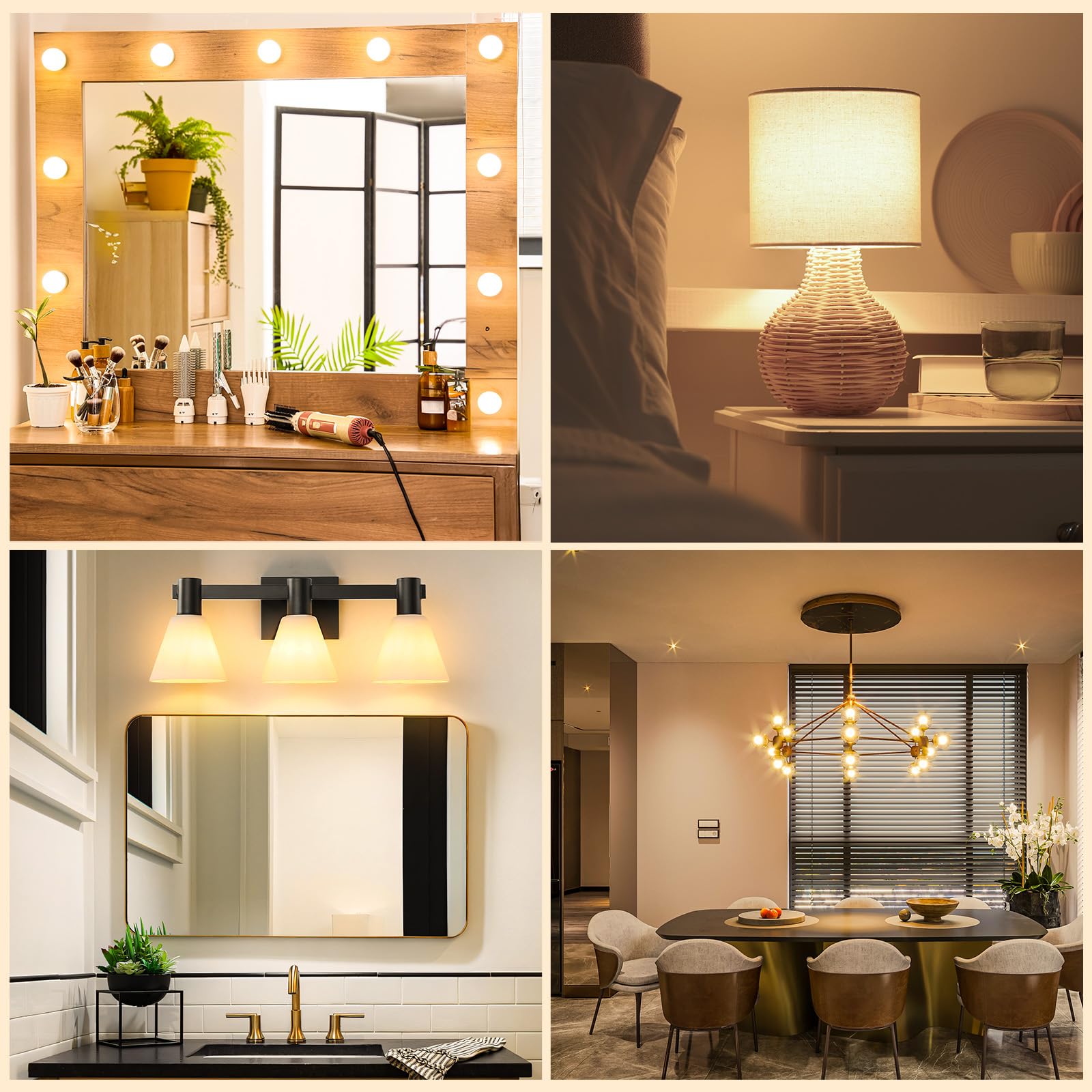 Vanity G25 LED Globe Bulbs 60W Equivalent Daylight 5000K 800LM E26 4 Pack