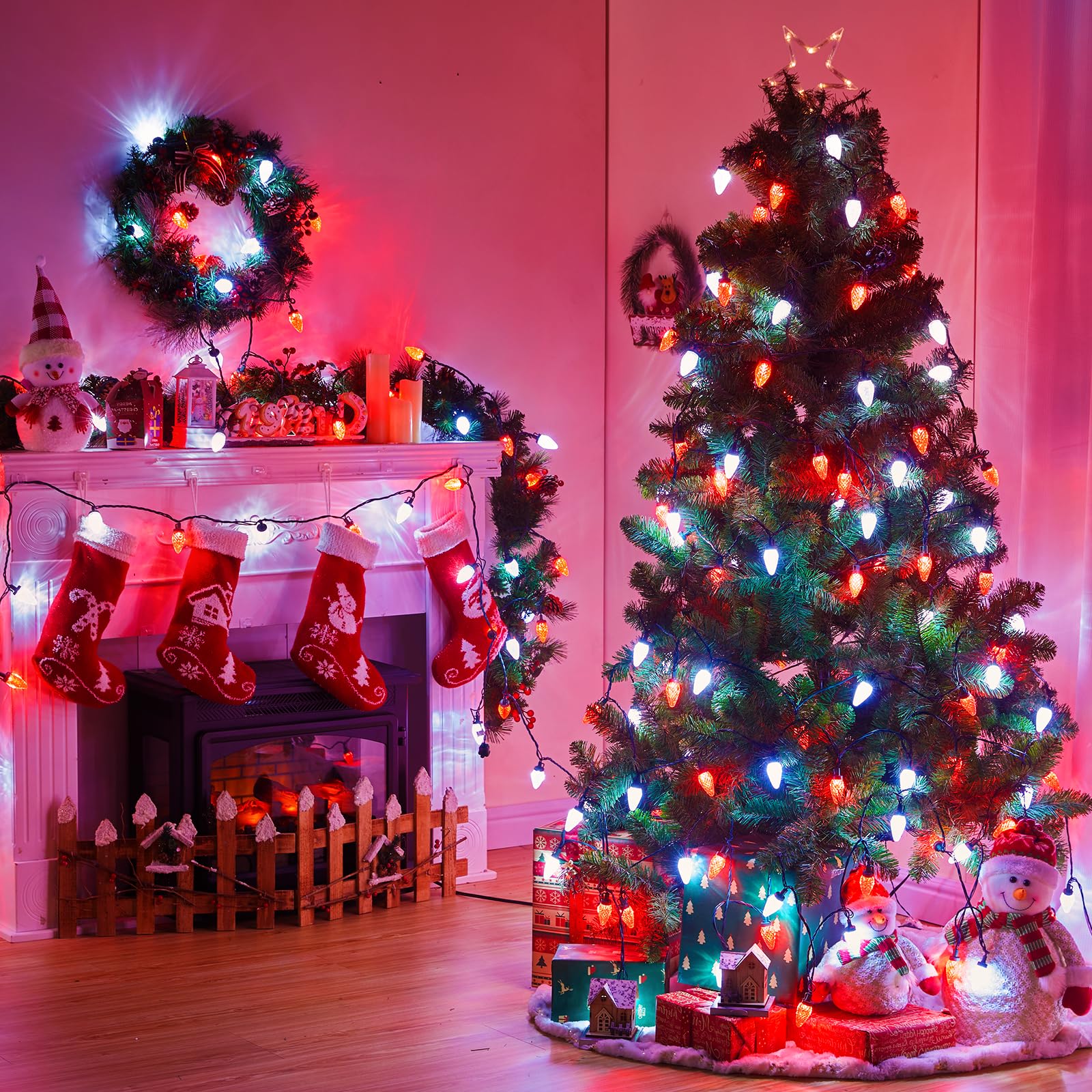 C9 LED Christmas Replacement Bulbs 50 Pack Cool White Shatterproof E17 Base