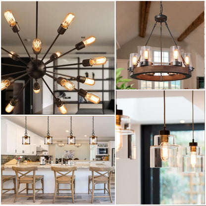 Vintage Edison LED Bulb 6W 60W Equivalent Dimmable Amber Warm Light 4 Pack