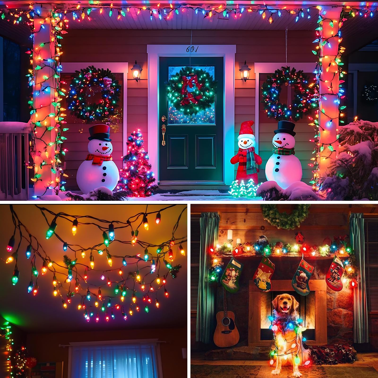 C9 LED Christmas Replacement Bulbs 25 Pack Warm White Shatterproof Dimmable E17 Base