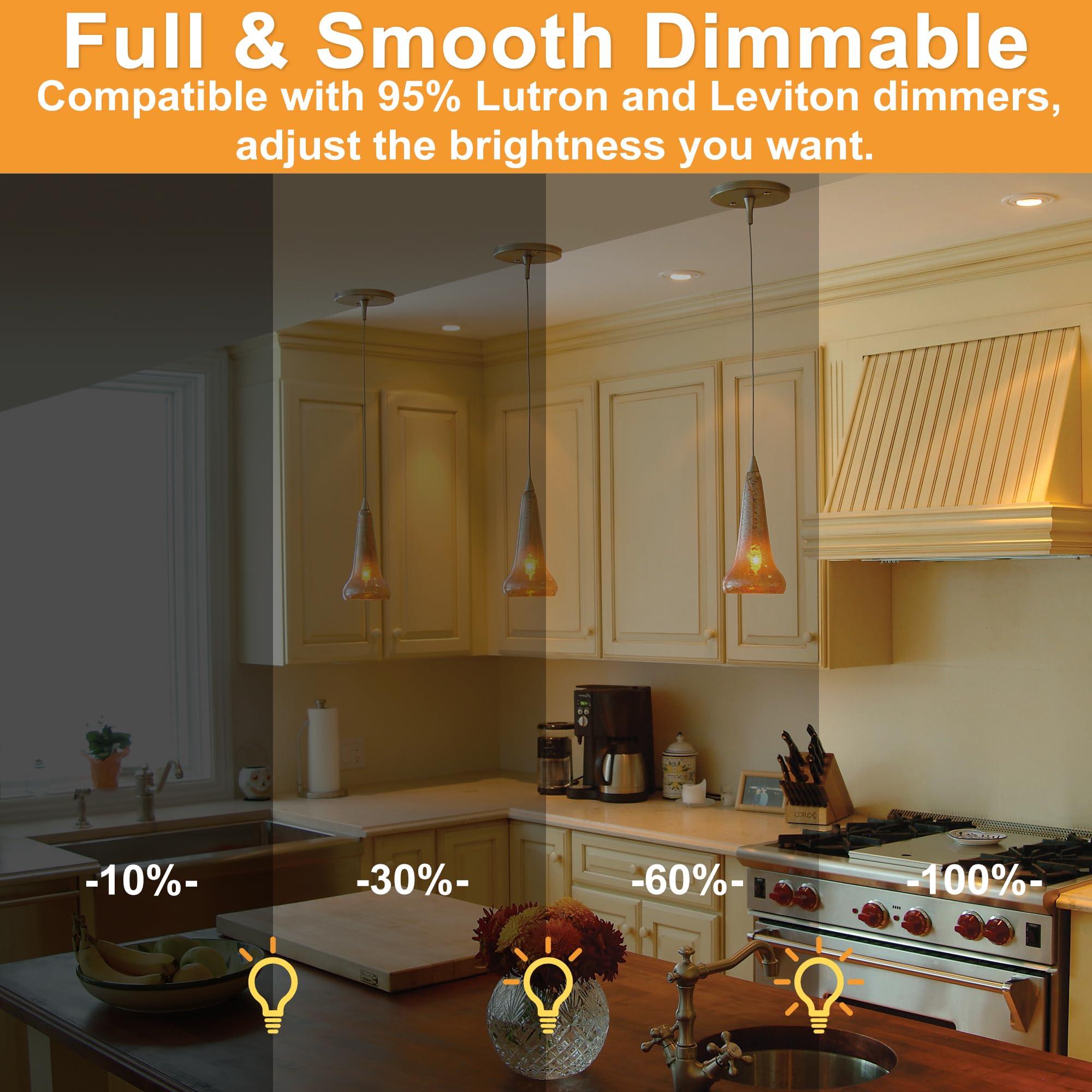 Vintage Edison LED Bulb 6W 60W Equivalent Dimmable Amber Warm Light 4 Pack