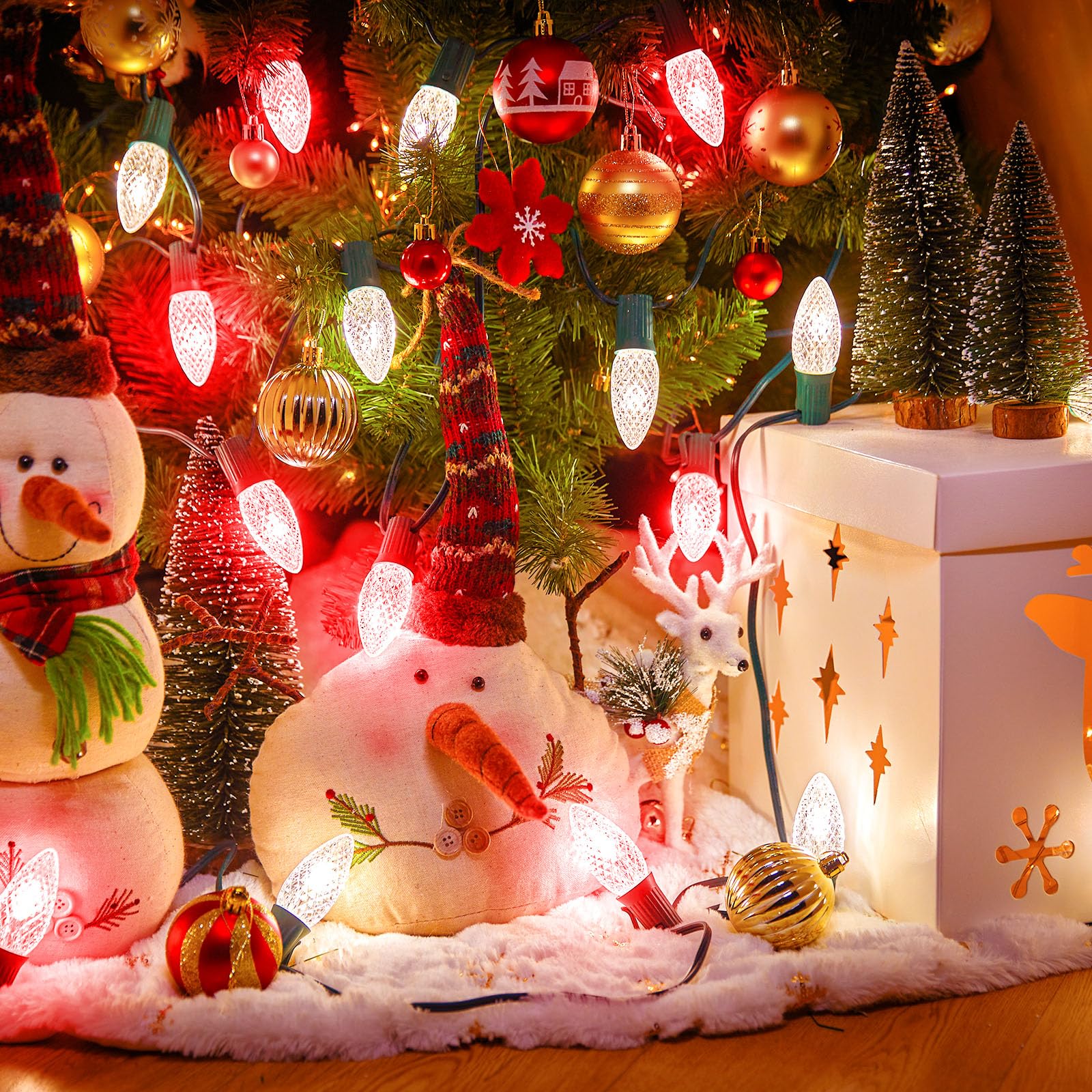 C9 LED Christmas Replacement Bulbs 50 Pack Cool White Shatterproof E17 Base