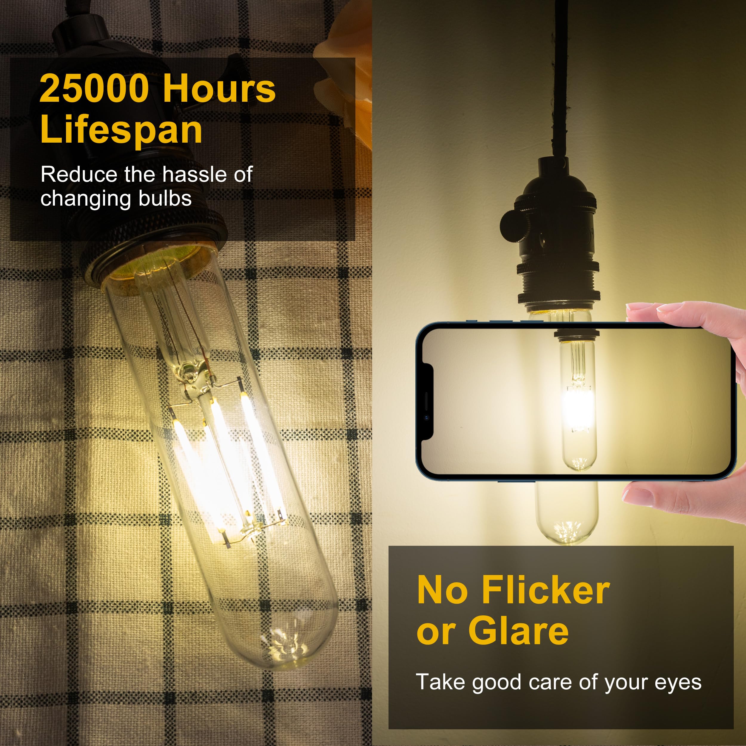 T10 T30 LED Tube Bulb 6W 60W Equivalent Cool White Dimmable 4 Pack