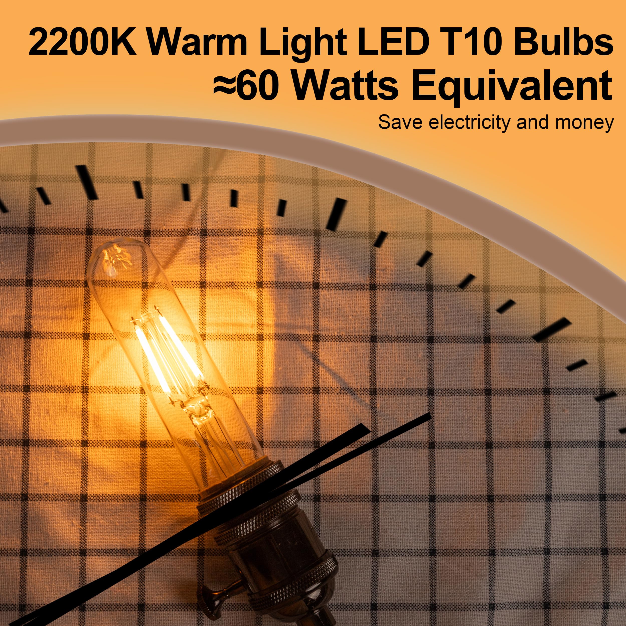 T10 T30 LED Tube Bulb 6W 60W Equivalent Cool White Dimmable 4 Pack